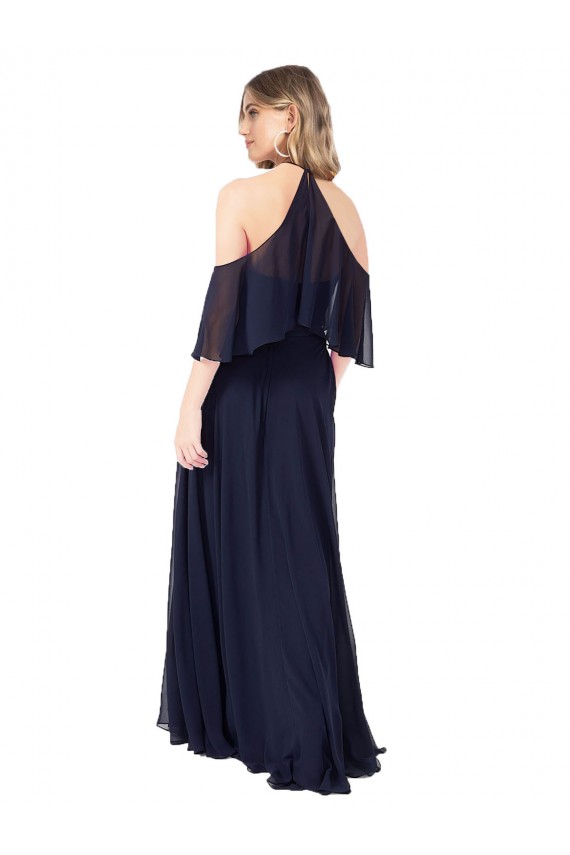Best Halter Neck Cold Shoulder Flutter Sleeves Bridesmaid Dress Sydney