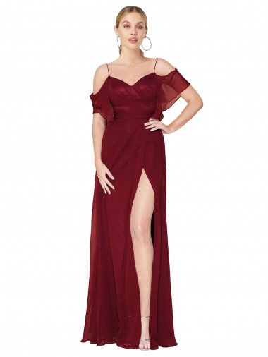 Best Cold Shoulder Long Mermaid Chiffon Bridesmaid Dress / Formal Prom Dress with Straps Sydney