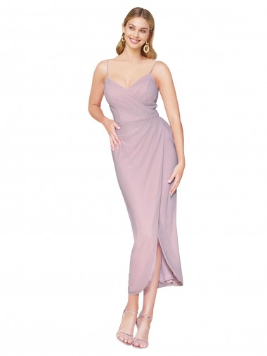 Best Short Knee Length Chiffon Wrap Bridesmaid Dress / Cocktail Prom Dress with Straps Sydney