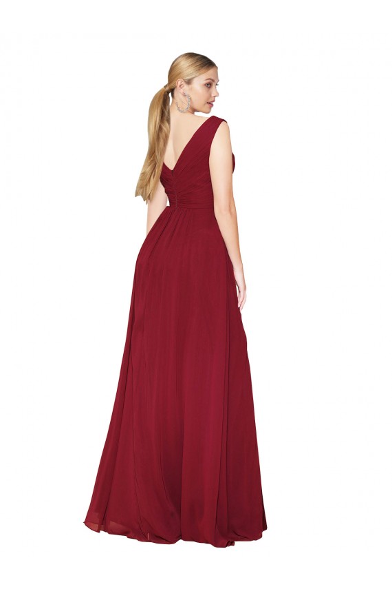 Best Draped Mermaid Long V-Neck Chiffon Bridesmaid Dress / Formal Prom Dress with High Slit Sydney