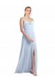 Best Draped Cowl Neck Tied Straps Long Chiffon Bridesmaid Dress with Slit Sydney