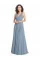 Best Faux Surplice Bodice Long Chiffon Bridesmaid Dress with V-Neckline Sydney