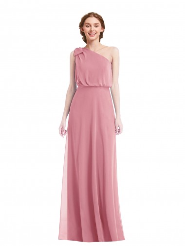 Best One Shoulder Bow Blouson Bodice Maxi Bridesmaid Dress Sydney
