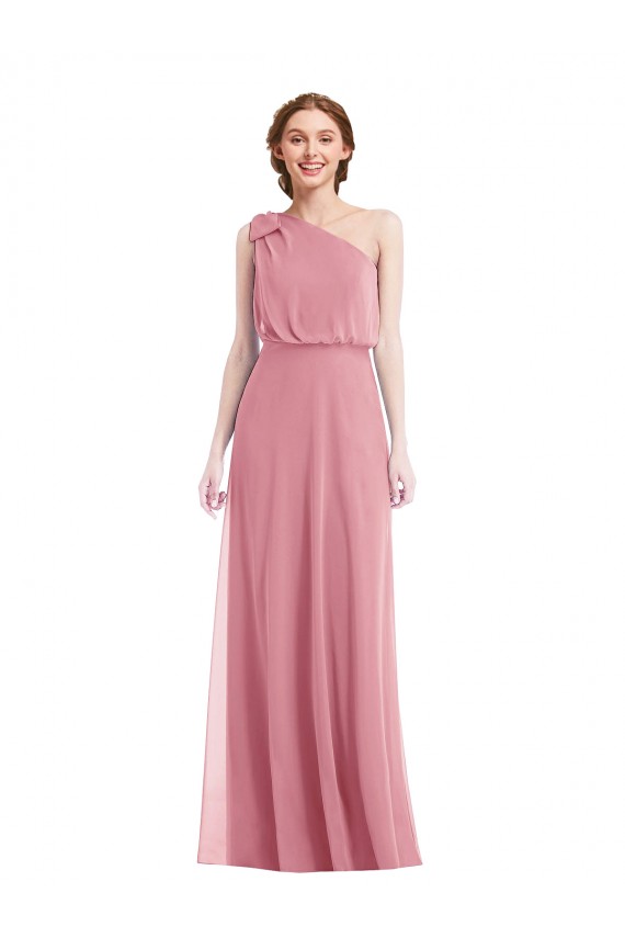 Best One Shoulder Bow Blouson Bodice Maxi Bridesmaid Dress Sydney