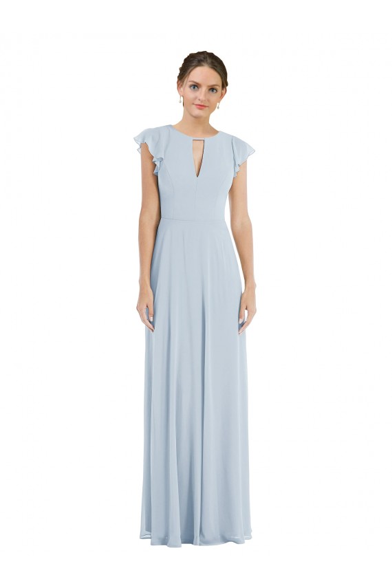 Best Flutter Sleeve V Keyhole Chiffon Maxi Formal Bridesmaid Dress Sydney