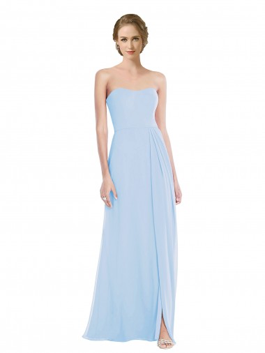 Best Strapless Sweetheart Maxi Bridesmaid Dress with Pleated Front Slit Sydney