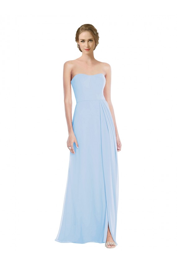 Best Strapless Sweetheart Maxi Bridesmaid Dress with Pleated Front Slit Sydney