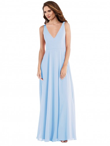 Best Deep V-Neck Chiffon Maxi Bridesmaid Dress Sydney