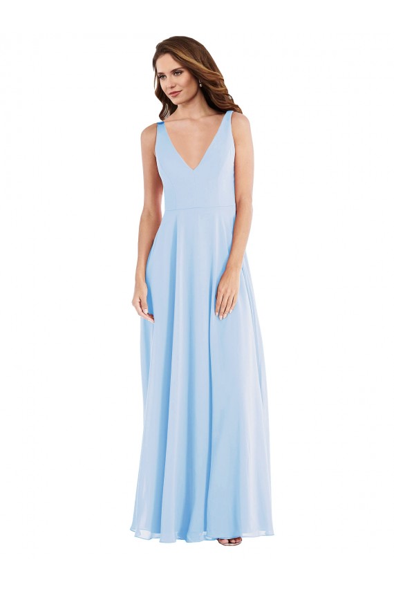 Best Deep V-Neck Chiffon Maxi Bridesmaid Dress Sydney