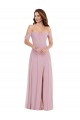 Best Off the Shoulder Draped Sleeve Maxi Bridesmaid Dress with Front Slit Sydney
