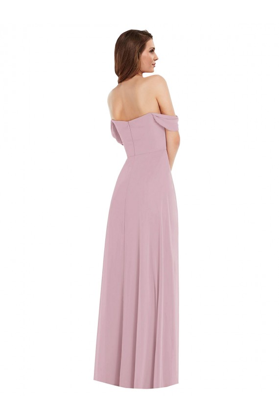 Best Off the Shoulder Draped Sleeve Maxi Bridesmaid Dress with Front Slit Sydney