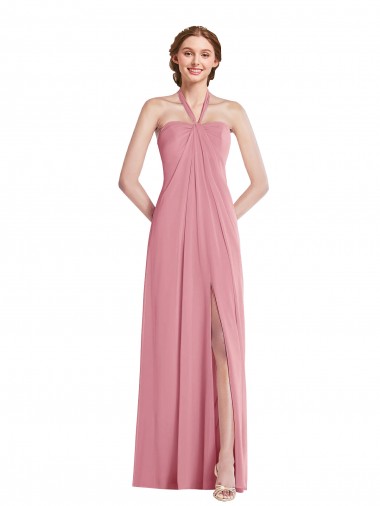 Best Draped Chiffon Grecian Column Bridesmaid Dress with Front Slit Sydney