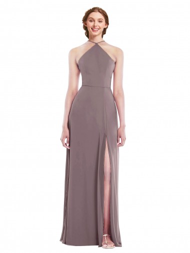 Best Diamond Halter Maxi Formal Bridesmaid Dress with Front Slit Sydney