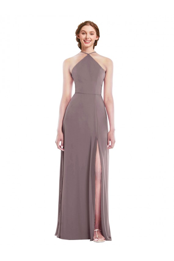 Best Diamond Halter Maxi Formal Bridesmaid Dress with Front Slit Sydney