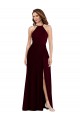 Best Halter Spaghetti Straps Maxi Bridesmaid Dress with Front Slit Sydney