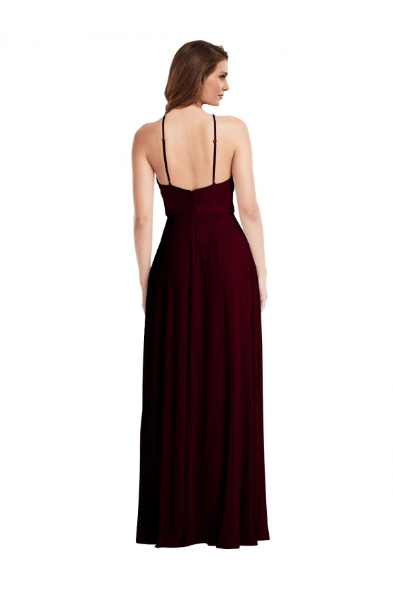 Best Halter Spaghetti Straps Maxi Bridesmaid Dress with Front Slit Sydney