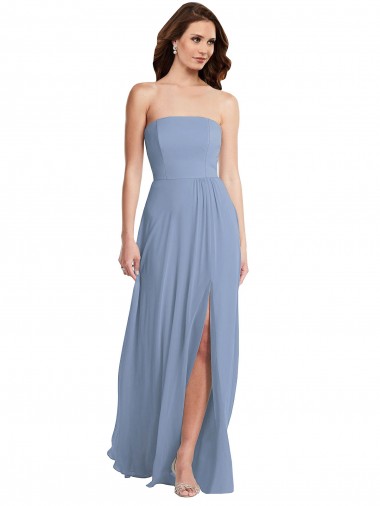 Best Strapless A-Line Maxi Bridesmaid Dress with Front Slit Sydney