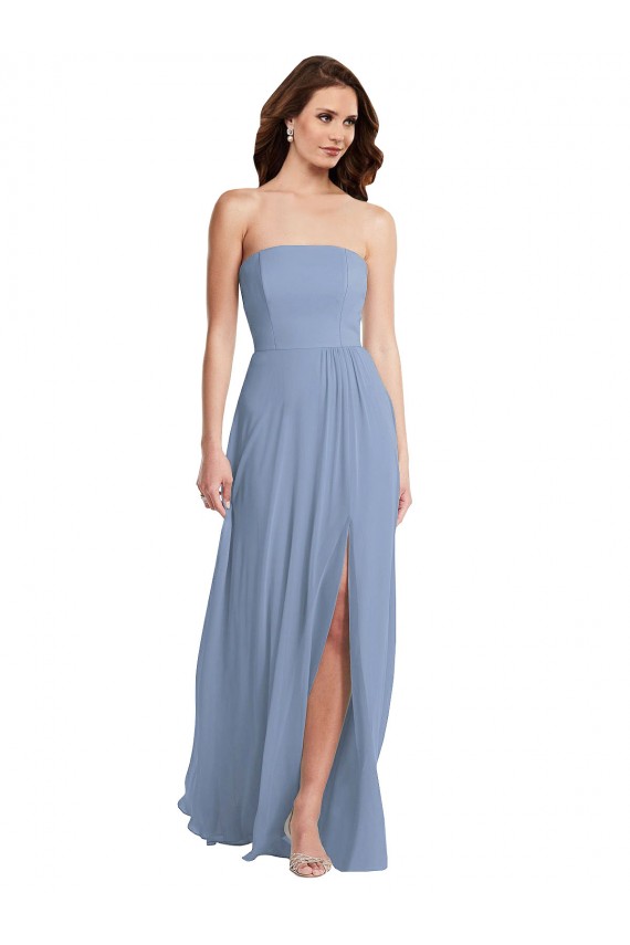 Best Strapless A-Line Maxi Bridesmaid Dress with Front Slit Sydney