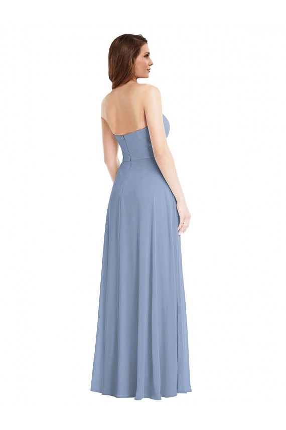 Best Strapless A-Line Maxi Bridesmaid Dress with Front Slit Sydney