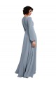 Best Wrap Style Long Sleeves Chiffon Bridesmaid Dress with Pleated Bodice Sydney