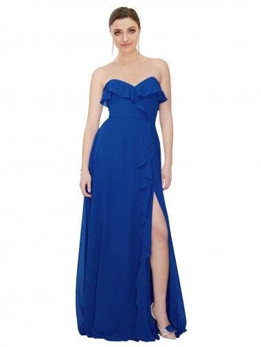 Best Ruffled Chiffon Strapless Bridesmaid Dress Sydney