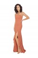 Best Chiffon Square Neck Bridesmaid Dress with Ruffled Skirt Slit Sydney