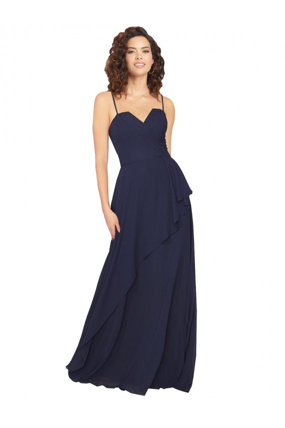 Best Ruffled Skirt Low Back Long Chiffon Bridesmaid Dress Sydney