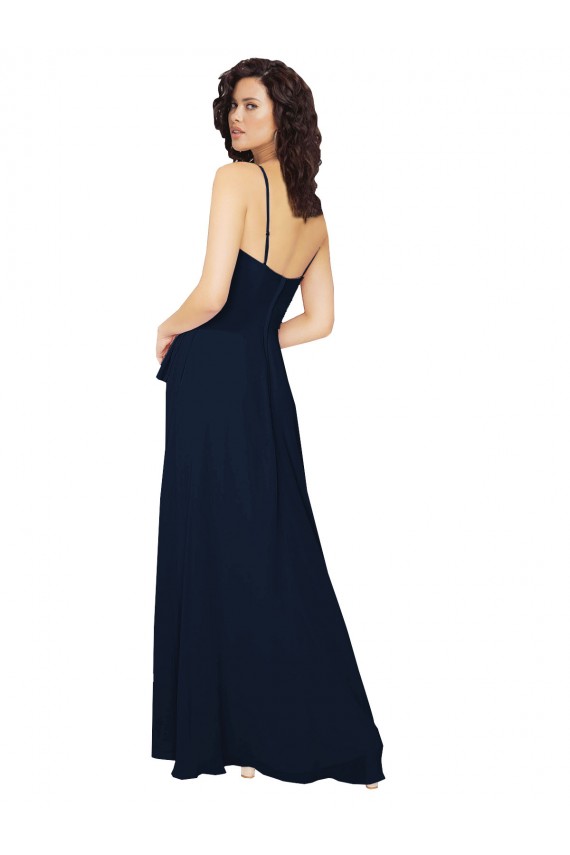 Best Ruffled Skirt Low Back Long Chiffon Bridesmaid Dress Sydney