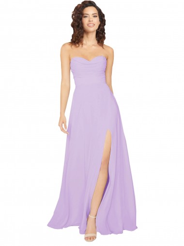 Best Draped Sweetheart Long Chiffon Bridesmaid Dress with Front Slit Sydney