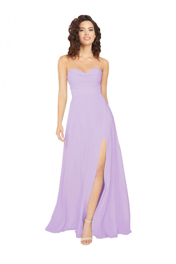 Best Draped Sweetheart Long Chiffon Bridesmaid Dress with Front Slit Sydney