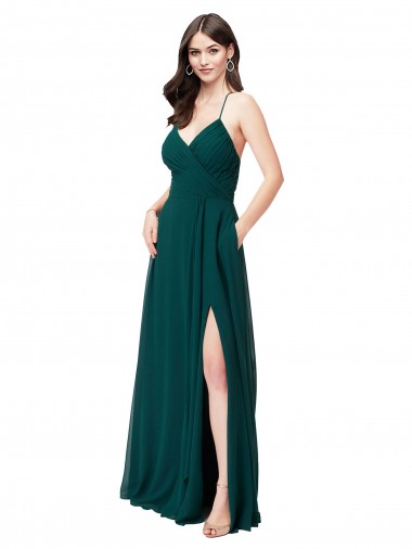 Best Chiffon Bridesmaid Dress with Draped Surplice Bodice Sydney