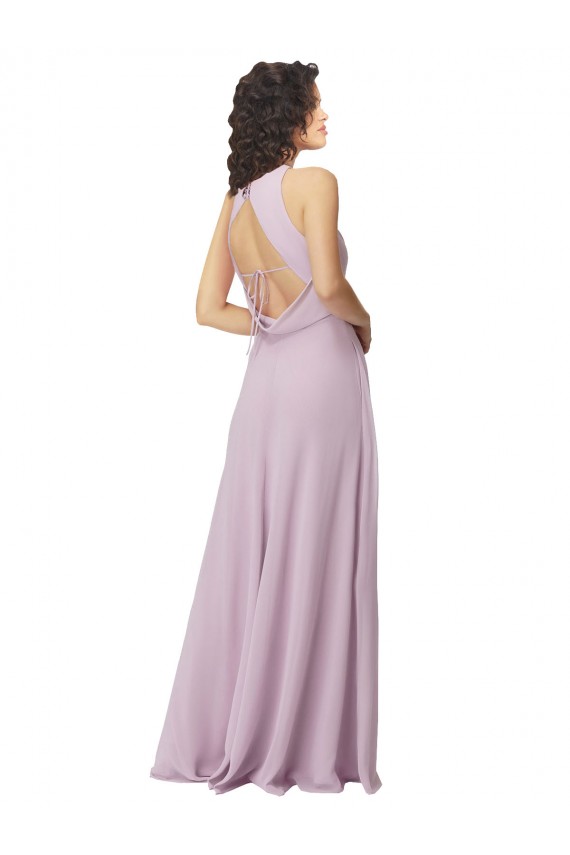 Best High-Halter Chiffon Bridesmaid Dress with Keyhole Cowl Back Sydney
