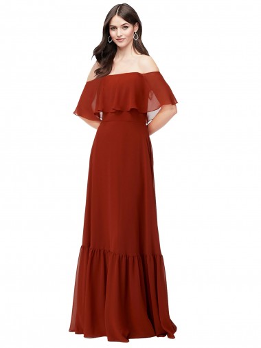 Best Off the Shoulder Ruffle Chiffon Bridesmaid Dress Sydney