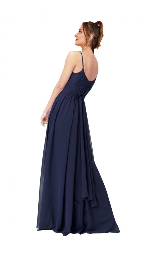 Best Long Chantilly Lace and Ruched Chiffon Bridesmaid Dress Sydney