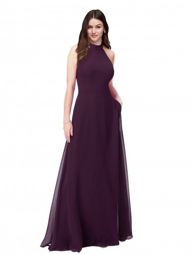 Best Chiffon High-Halter Bridesmaids Dress with Keyhole Back Sydney