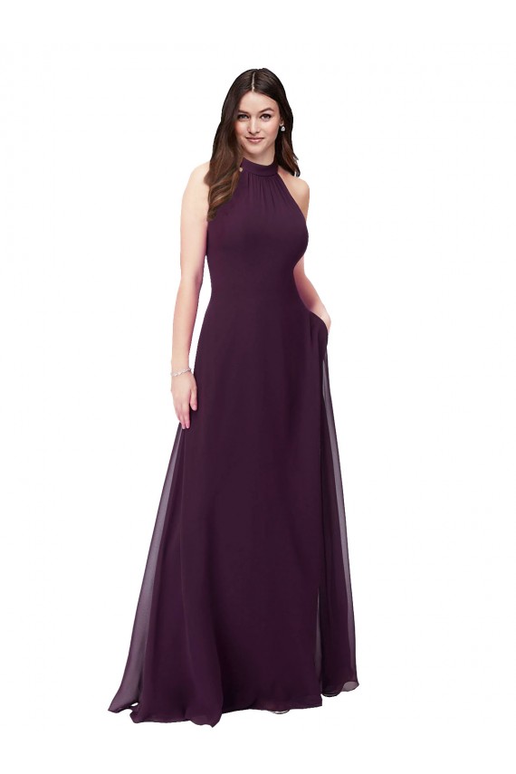 Best Chiffon High-Halter Bridesmaids Dress with Keyhole Back Sydney