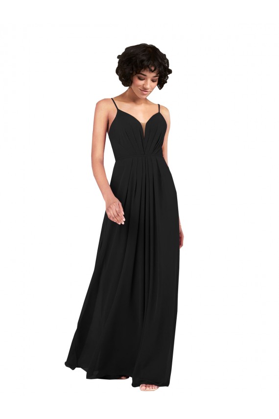 Best Simple V-Neckline Chiffon Formal Bridesmaid Dress with Pleated Skirt Sydney