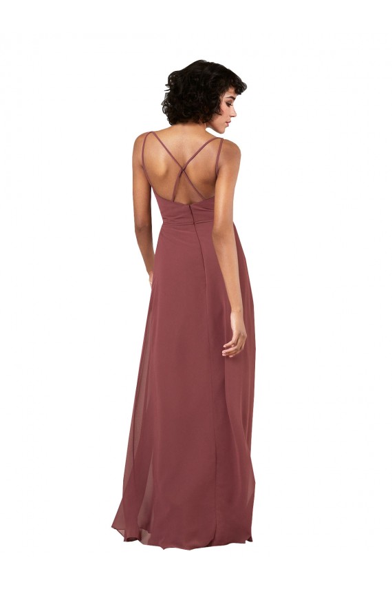 Best Simple V-Neckline Chiffon Formal Bridesmaid Dress with Pleated Skirt Sydney