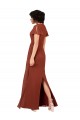 Best Deep V-Neckline Chiffon Bridesmaid Dress with Flutter Sleeves Sydney