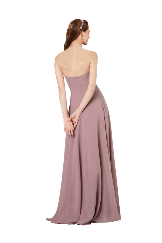 Best Strapless Chiffon Bridesmaid Dress with Notched Neckline Sydney