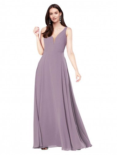 Best Long Chiffon Formal Bridesmaid Dress with Open Back Sydney