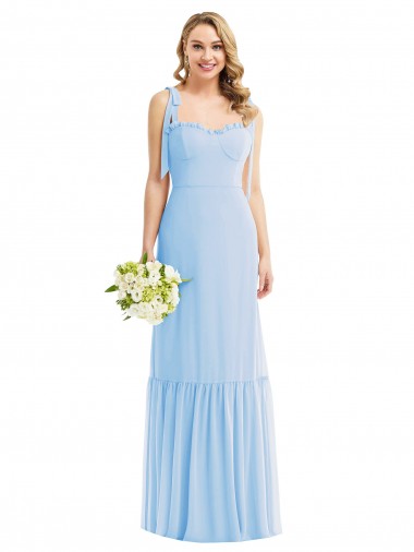 Best Tie Shoulder Bustier Bodice Ruffle Hem Maxi Bridesmaid Dress Sydney