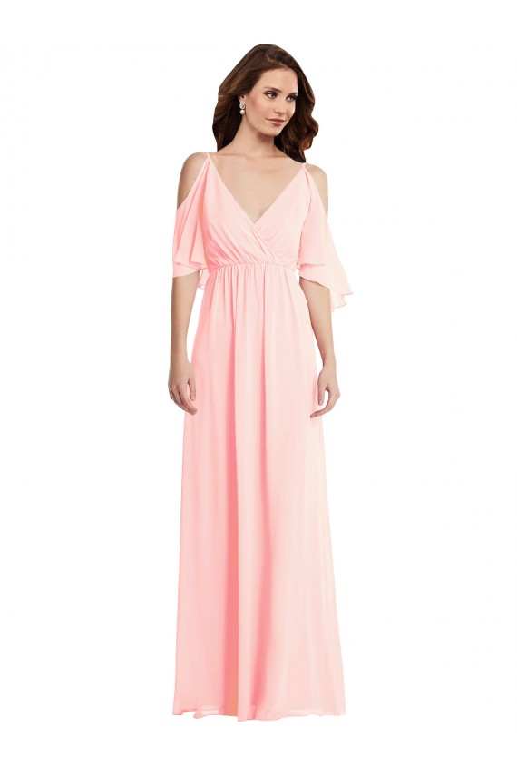 Best Cold Shoulder Draped Wrap Maxi Bridesmaid Dress Sydney