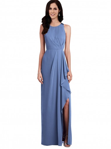 Best Sleeveless Chiffon Bridesmaid Dress with Draped Front Slit Sydney
