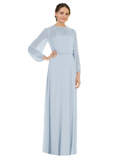 Best Strapless Chiffon Maxi Formal Bridesmaid Dress with Puff Sleeve Blouson Overlay Sydney