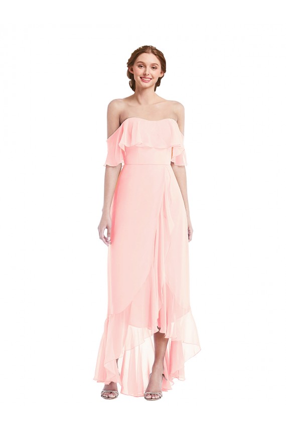 Best Off the Shoulder Ruffled High Low Maxi Bridesmaid Dress Sydney