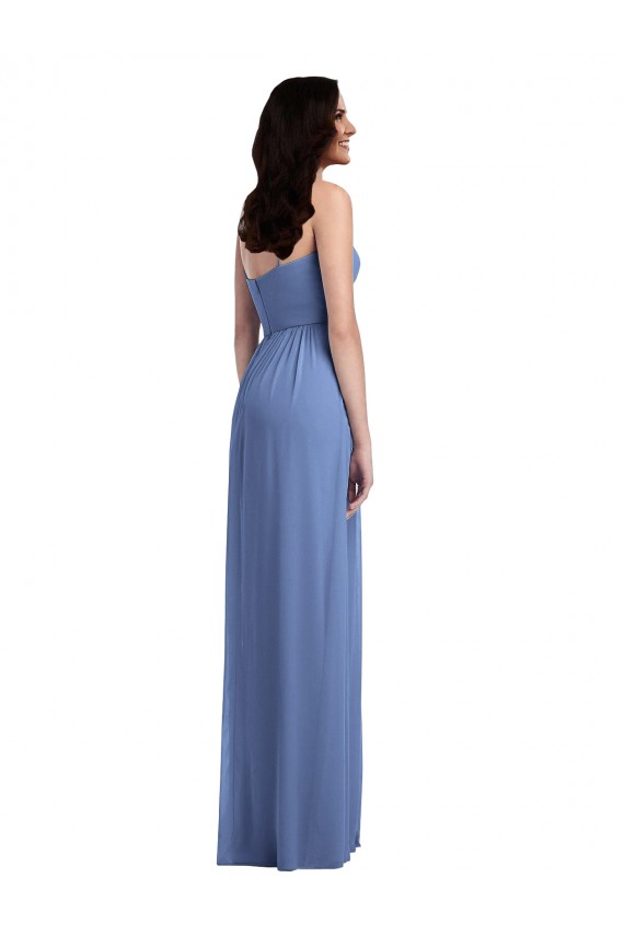 Best Slim Spaghetti Straps Chiffon Bridesmaid Dress with Front Slit Sydney