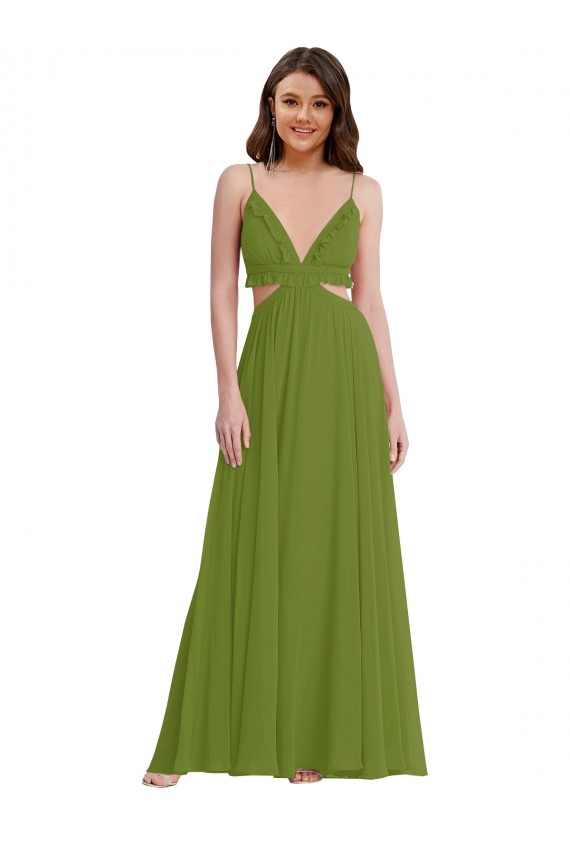 Best Ruffled Chiffon Cutout Maxi Bridesmaid Dress Sydney