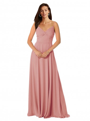 Best Twist-Knot V-Neck Long Chiffon Bridesmaid Dress Sydney
