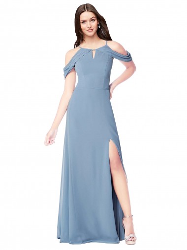 Best High Neck Chiffon Bridesmaid Dress with Draped Sleeves Sydney